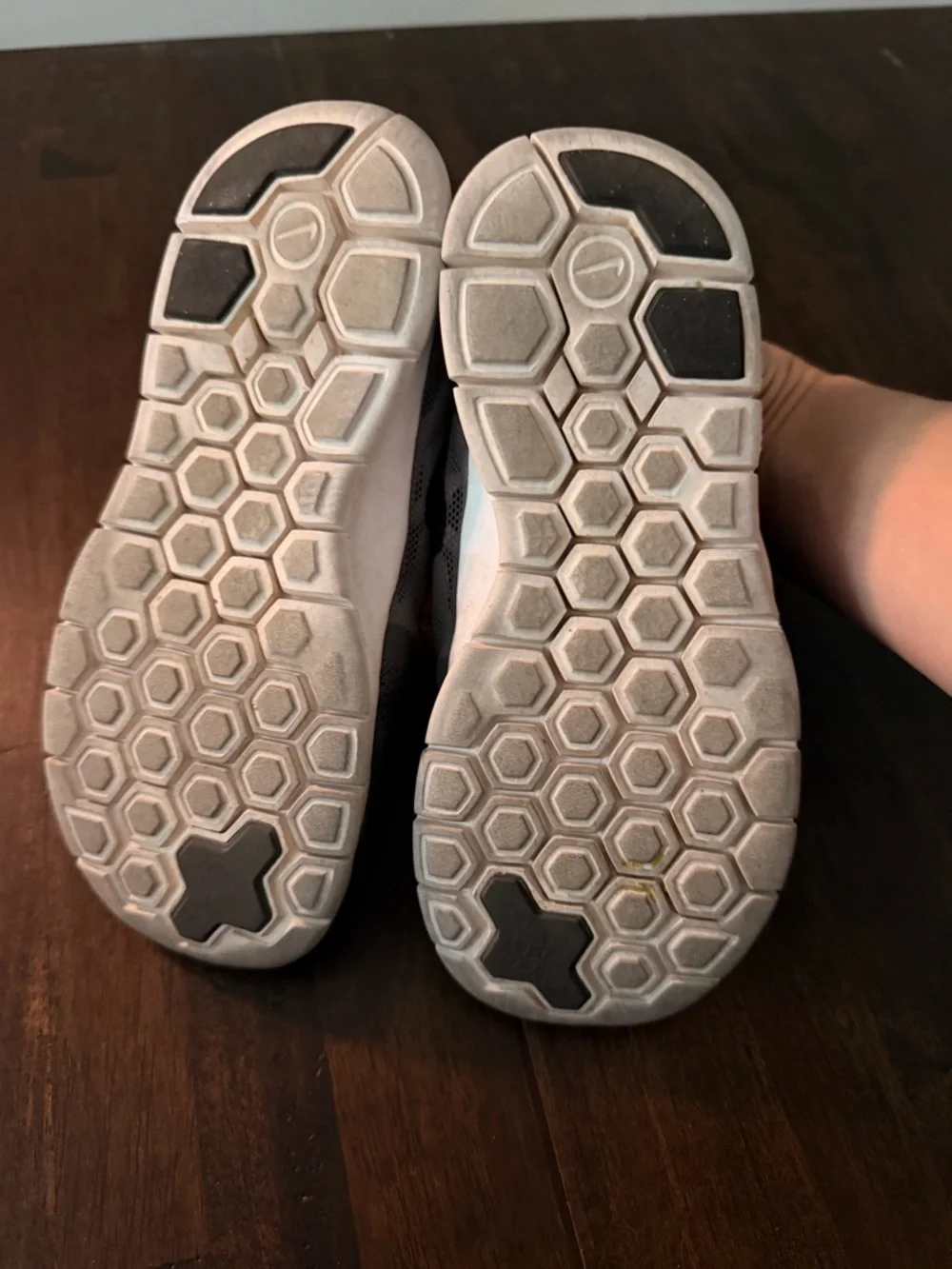 Nike Grey Mesh Running Sneakers with Black Swoosh